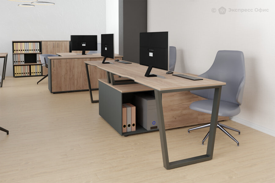 Офисная мебель для персонала Prego office Дуб крафт табачный/Металл антрацит - фото товара 1 из 3