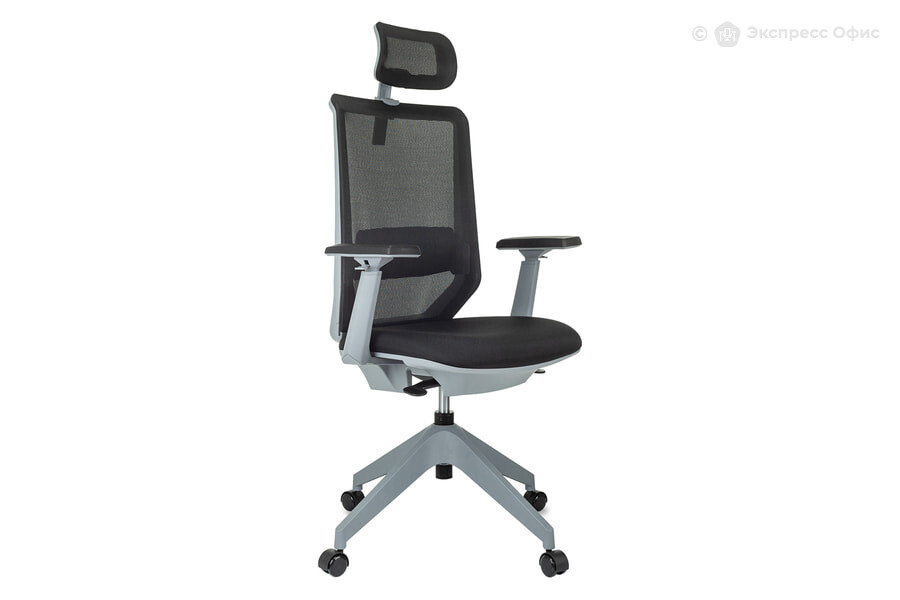  Кресло для руководителя Бюрократ MC-G611NL-H/B/NEO-B Ткань черная/Сетка черная/Пластик серый - фото товара 1 из 3