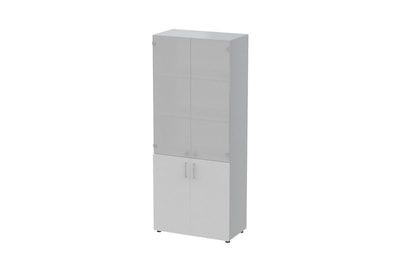 Шкаф для документов комбинированный с белыми стеклянными дверцами (без топа) Carre EMHS834BL - фото товара 1 из 3