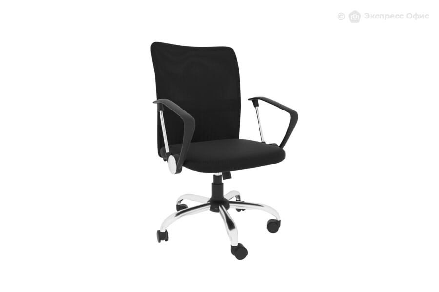  Кресло офисное Leo B chrome Ткань сетка чёрная - фото товара 1 из 3