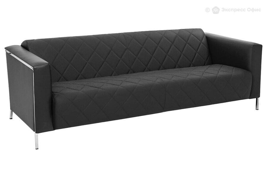  Диван офисный 3-х местный VISPO 3 Dakota black Dollaro 501 black stitch 1 Кожа черная/Кожзам черный - фото товара 1 из 1