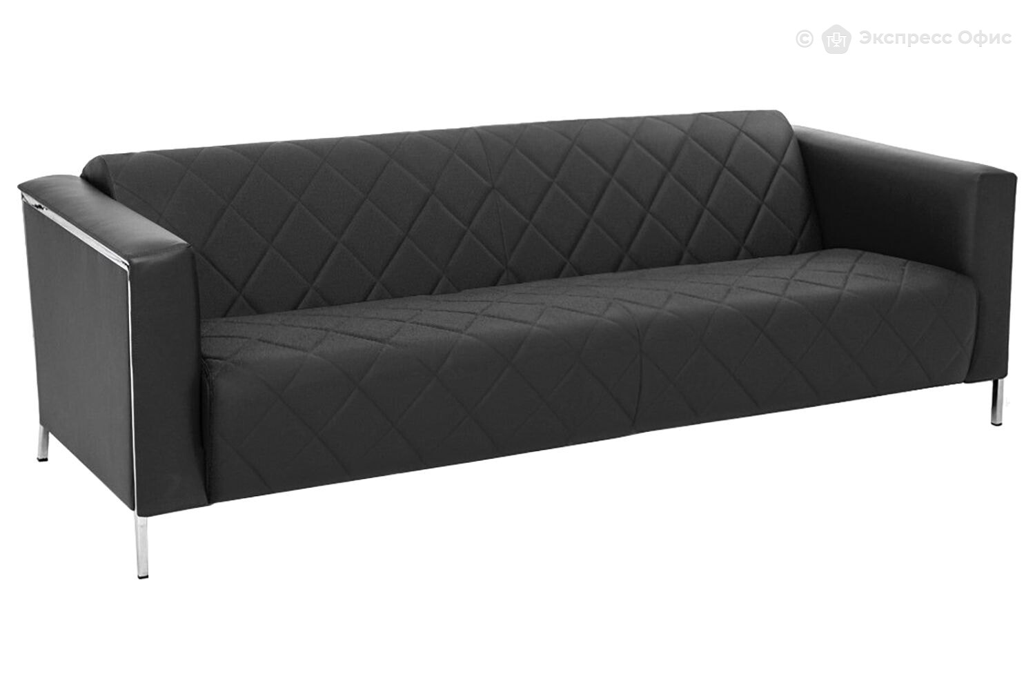 Диван офисный 3-х местный VISPO 3 Dakota black Dollaro 501 black stitch 1 - фото товара 1 из 2