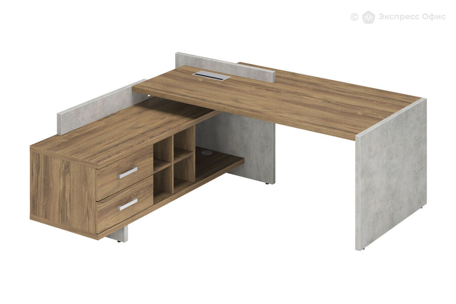  Стол для руководителя левый Wood&Stone СФ-531211 Дуб Чарльстон/Бетон Чикаго - фото товара 1 из 1